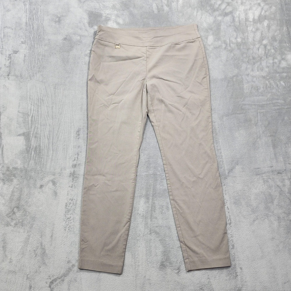 Alfani Pants Womens 14S SHORT Beige Pull On Mid Rise Skinny Ankle Stretch Office